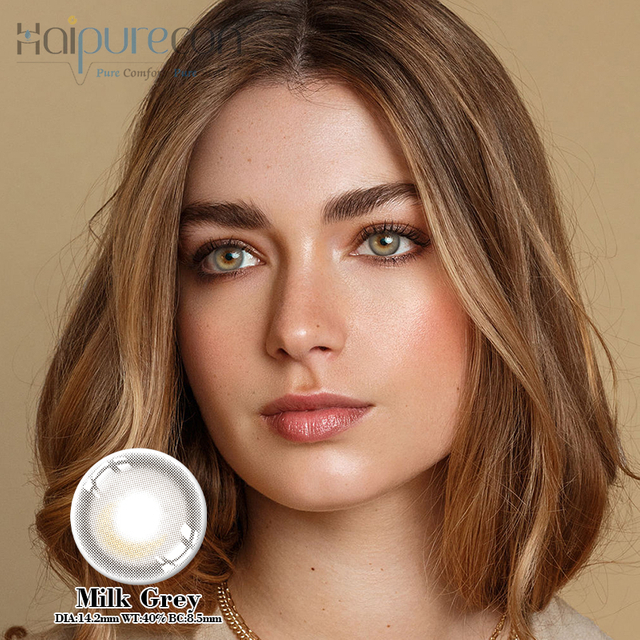 Haipurecon Milk Grey 14.2mm contact lens with power