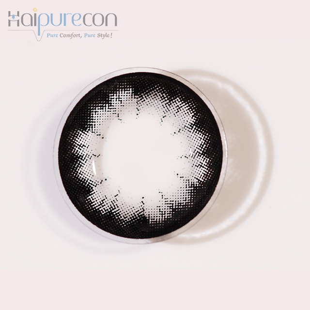 Haipurecon Black Eyes Black 14.5mm contact lens with power