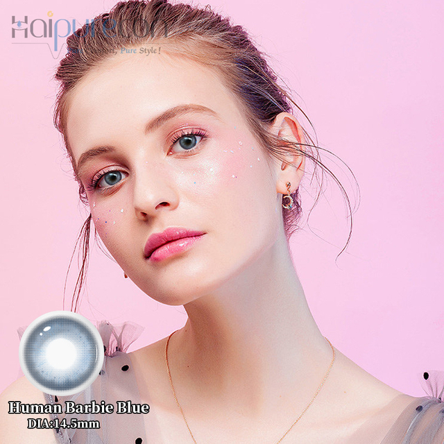 Haipurecon Human Barbie blue 14.5mm contact lenses with power
