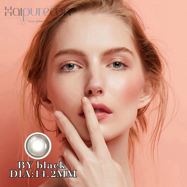 Haipurecon RY black 14.2 mm contact lens with power