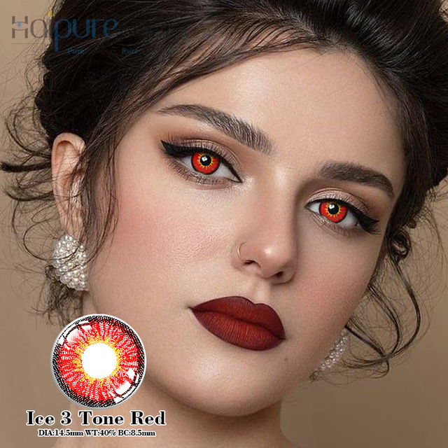Haipurecon Cosplay contact lens Ice 3 Tone Red 14.5mm 
