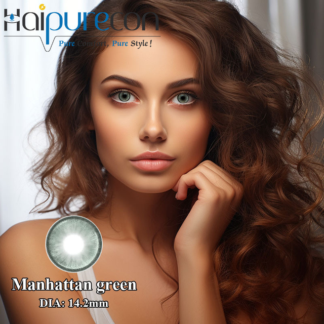 Haipurecon Manhattan Green 14.2mm Annual Contact Lenses – Urban Freshness & Natural Definition