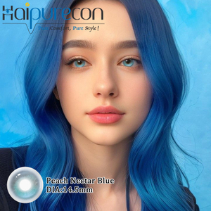 Haipurecon Peach Nectar Blue 14.5mm 40 Percent Water Content Blue Contact Lenses for Blondes with UV Blocking