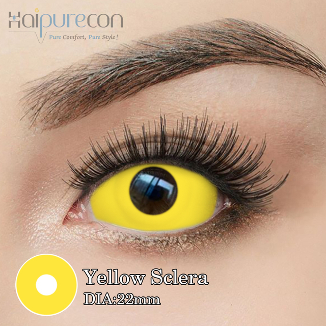 Haipurecon Yellow Sclera 22mm cosplay contact lenses