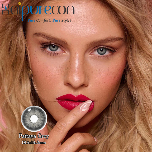 Haipurecon Pattaya Grey 14.2mm Yearly Disposable Grey Contact Lenses Comfortable
