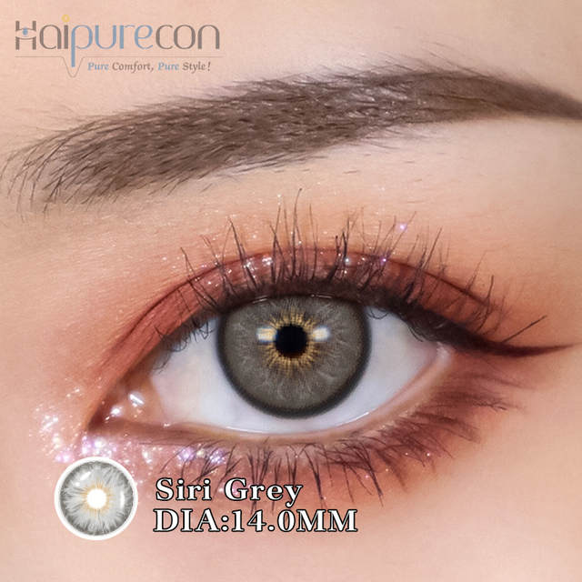 Haipurecon Yearly Color Contact Lenses siri grey 14.0mm with power