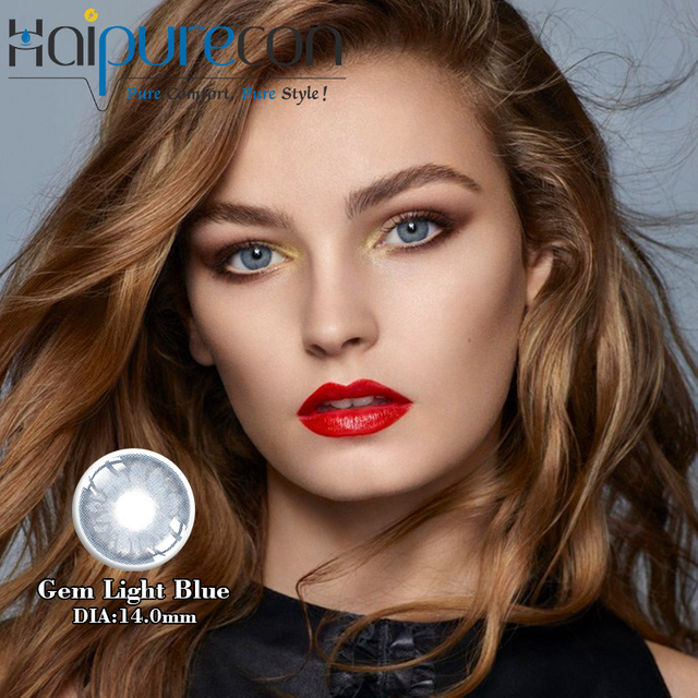 Haipurecon Gem Light Blue 14.0mm 40 Percent Water Content Annual Contact Lenses