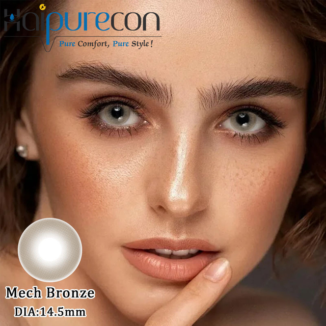 Haipurecon Mech Bronze 14.5mm Soft Yearly Disposable Contact Lenses with Prescription 40 Percent Water Content