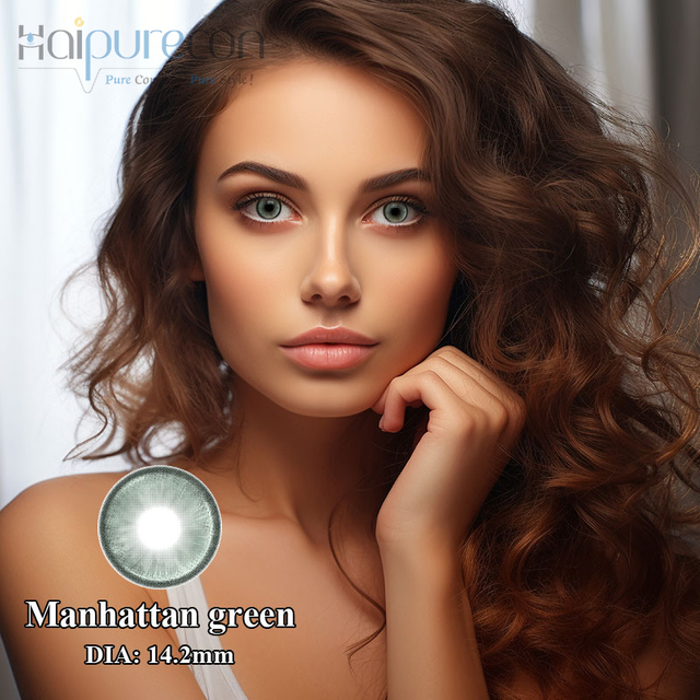 Haipurecon Manhattan Green 14.2mm contact lens with power