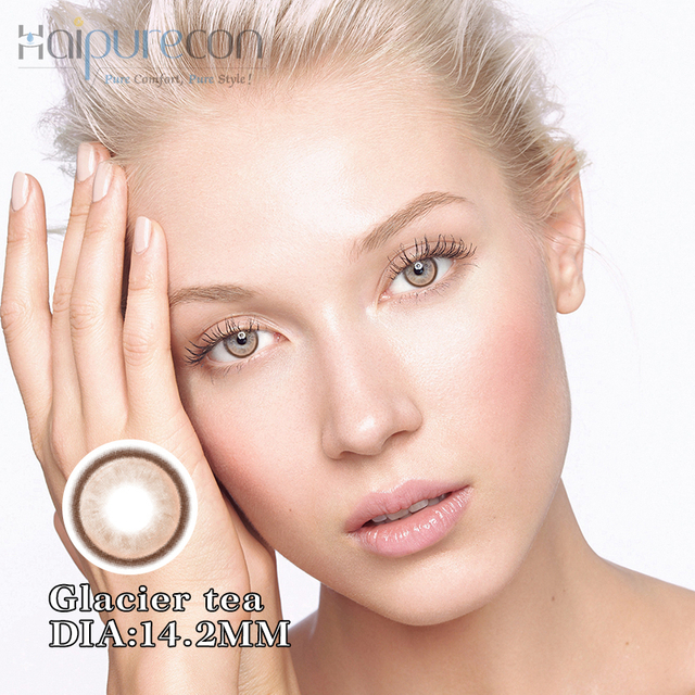 Haipurecon Glacier tea 14.2mm contact lens with power