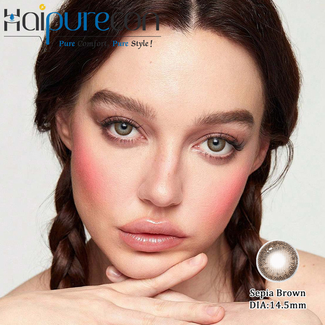 Haipurecon Sepia Brown 14.5mm Yearly Disposable Contact Lenses New Arrival