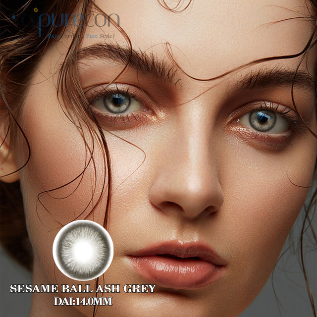 Haipurecon Sesame ball grey14.2mm contact lens with power