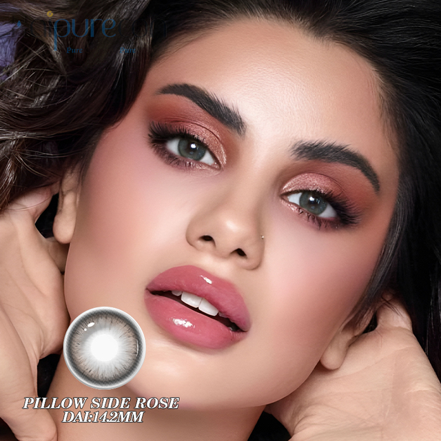 Haipurecon Pillow side rose 14.2mm with power Colored Contact Lens