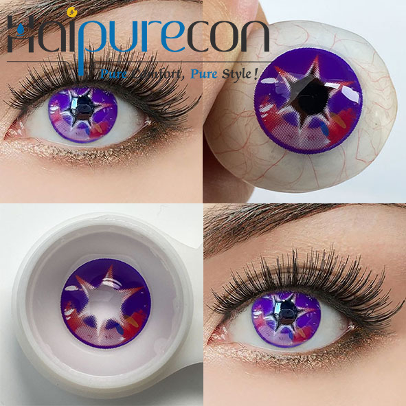Yearly Use Purple Contacts Cosplay Colored Eye Contacts Cosplay 8.5mm Base Curve