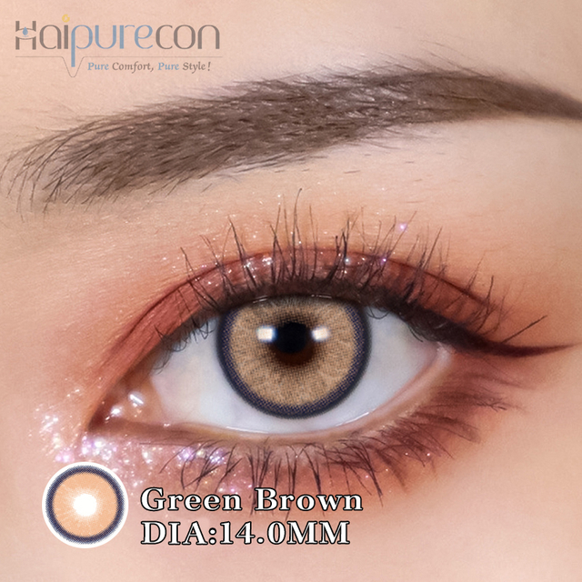 Haipurecon Green grape brown 14.5mm contact lenses with power