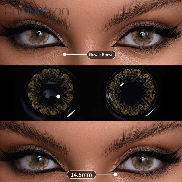 Haipurecon color contact Lenses Flower Brown 14.5mm