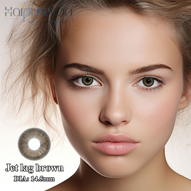 Haipurecon Jet lag Brown 14.5 mm contact lens with power