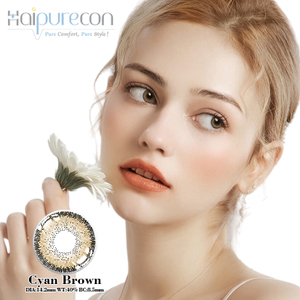 Haipurecon Cyan Brown 14.0mm contact lens with power