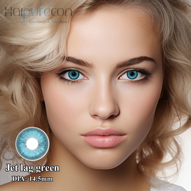 Haipurecon Jet lag Green 14.5mm contact lenses with power