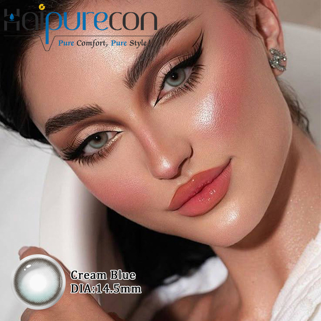 Kremno modre letne leče 14,5 mm s 40 odstotki vsebnosti vode za povečanje in lepoto oči