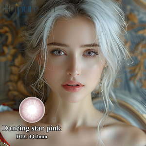 Haipurecon Dancing Star Pink 14.2 mm contact lens with power