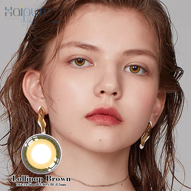 Haipurecon Lollipop Brown 14.5mm contact lens with power