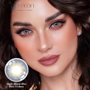 Haipurecon Slight Drunk blue 14.0mm with power Colored Contact Lens
