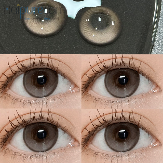 Haipurecon Honey peach grey 14.5mm contact lens with power