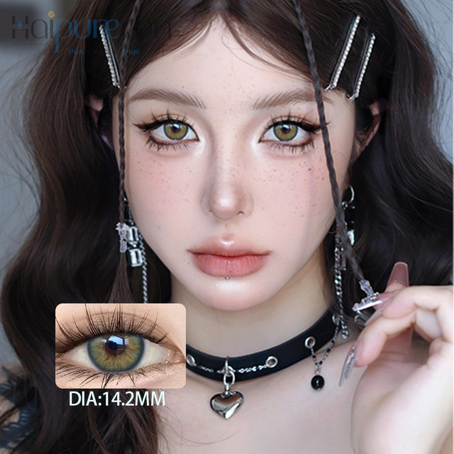 Haipurecon Hybrid kitten green 14.2mm contact lens with power