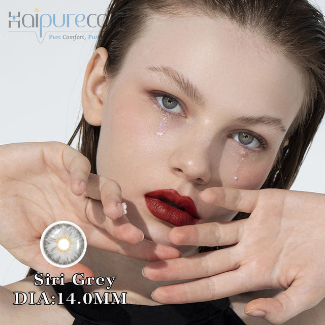 Haipurecon Yearly Color Contact Lenses siri grey 14.0mm with power