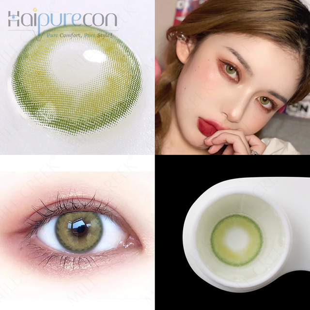 Haipurecon Mountain green 14.0mm contact lenses with power