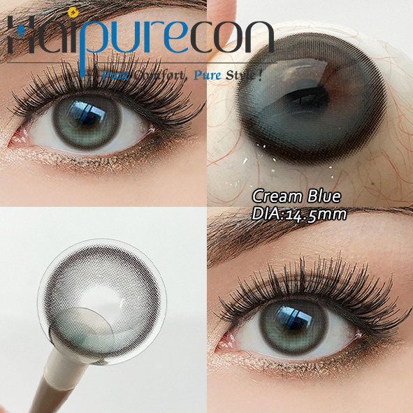 Kremno modre letne leče 14,5 mm s 40 odstotki vsebnosti vode za povečanje in lepoto oči