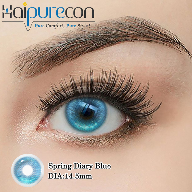 Haipurecon Spring Diary Blue 14.5mm Crystal Natural Style Lenses High Moisture Content