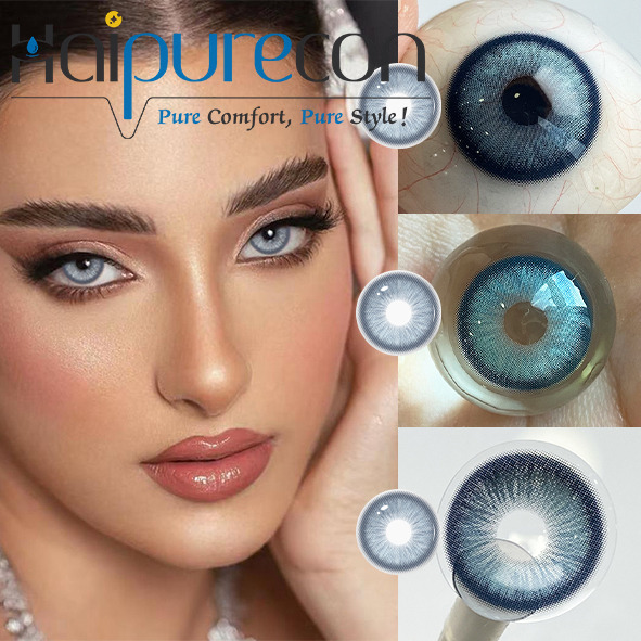Baroque Blue colored contact lenses under natural light
