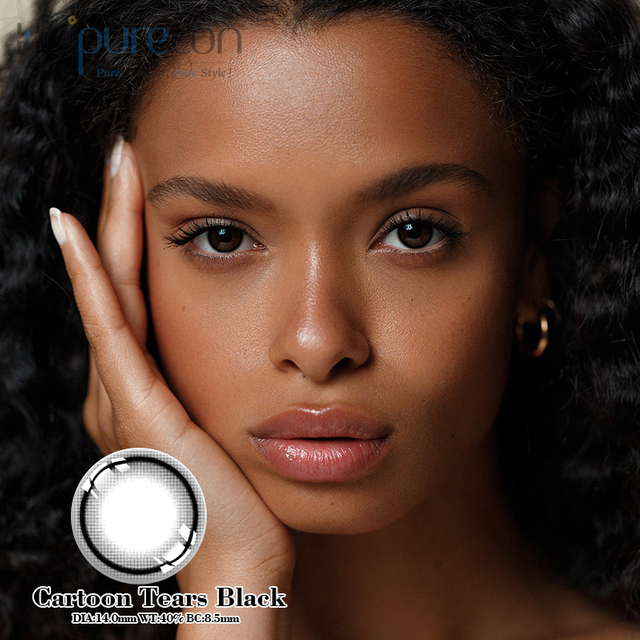 Haipurecon Cartoon tears black 14.0mm contact lenses