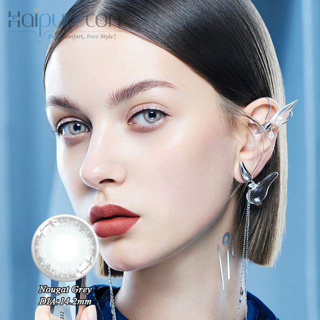 Haipurecon Nougat Grey 14.2mm contact lenses with power