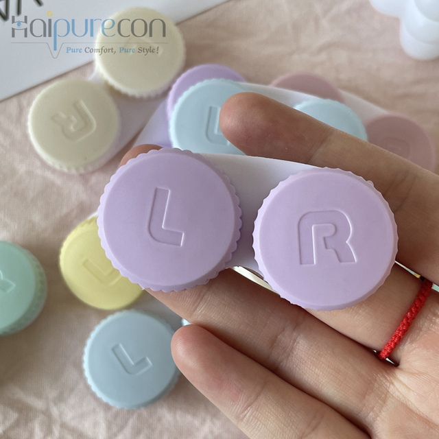 Haipurecon BTC-35 cream colored simplistic contact lens cases 