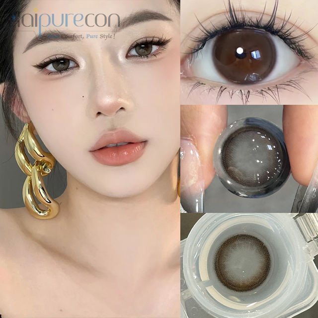 Haipurecon color contact Lenses Mirror water 3 tone with power 14.2mm
