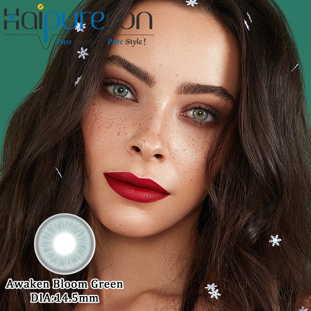 Haipurecon Awaken Bloom Green 14.5mm Annual Lenses with 40% Water Content & 0.08mm Thin Design