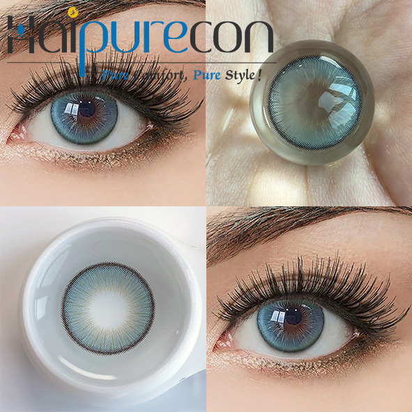 Haipurecon Graperry Blue 14.5mm Yearly Disposable Contact Lenses for Light Eyes Blue 0.08mm Thickness