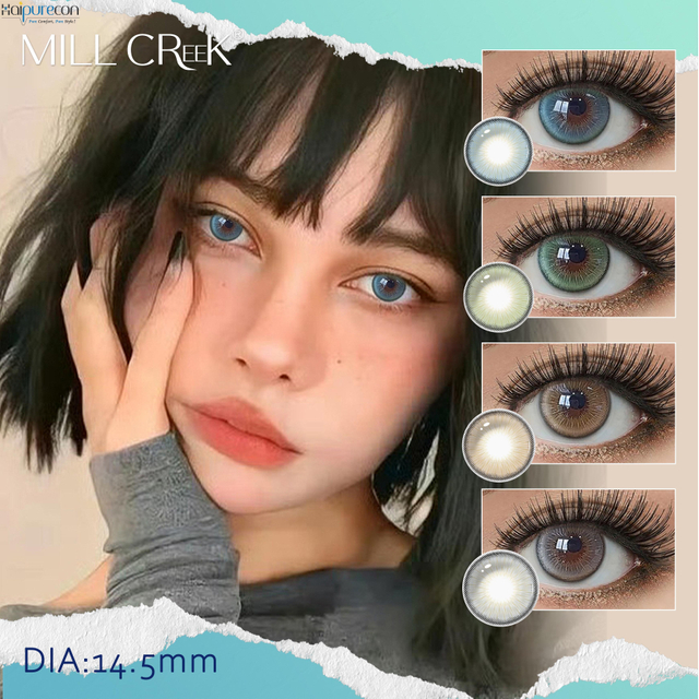 Haipurecon New Arrivals 14.5mm Korean Soft Cosmetic Contact Lenses Yearly Use Three Tone 40% Water Content 8.5mm Base Curve