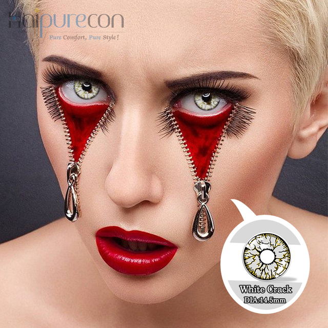 Haipurecon Cosplay contact lens White Crack 14.5 mm 