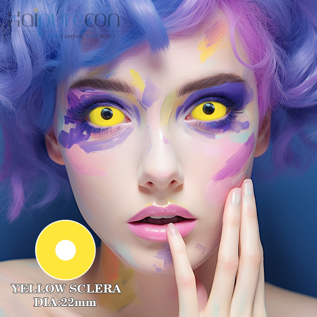 Haipurecon Yellow Sclera 22mm cosplay contact lenses