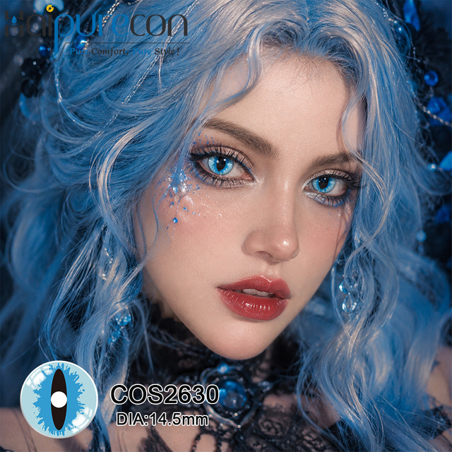 Haipurecon Wholesale COS2622-2623 & 2627-2630 Crazy Cosplay Colored Contact Lenses40% Water Content OEM/ODM HEMA 14.5mm Vivid Patterns
