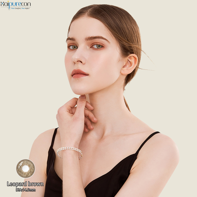 Haipurecon Leopard Brown 14,5 мм K-Beauty Ежедневные одноразовые контактные линзы 55 процентов Содержание воды 8,5 Базовая кривизна 0,08 мм Толщина центра 10 шт.
