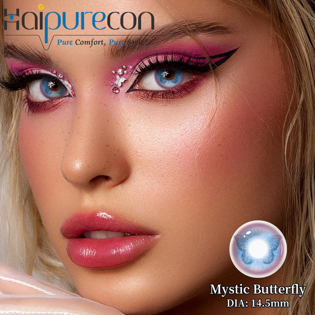 Lenti a contatto cosplay Haipurecon Mystic Butterfly viola con contenuto d'acqua al 40% certificato CE e ISO