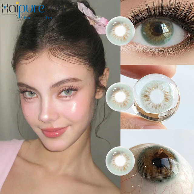 Haipurecon Molly Green Yearly Color Contact Lenses 14.0mm Natural Big Eye Effect 40% Water Content 8.6mm BC CE ISO 0197