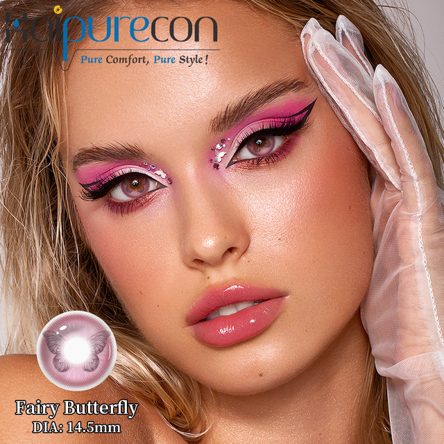 Haipurecon Fairy Butterfly Rosa Cosplay kontaktlinser 14,5 mm &aring;rliga disponibla CE- och ISO-certifierade
