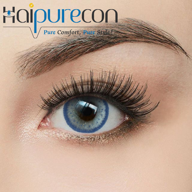 Haipurecon Klein Blue Colored Contact Lenses 14.5mm 4-tone Special Design 40% Water Content Daily Comfortable Yearly Disposable High Quality