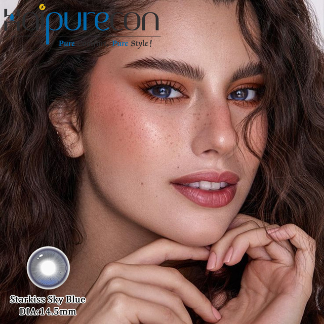 Haipurecon Starkiss Sky Blue & Starkiss Rose Pink Highlight Daily Contact Lenses without power 3-tone 14.5mm Big Eye OEM/ODM